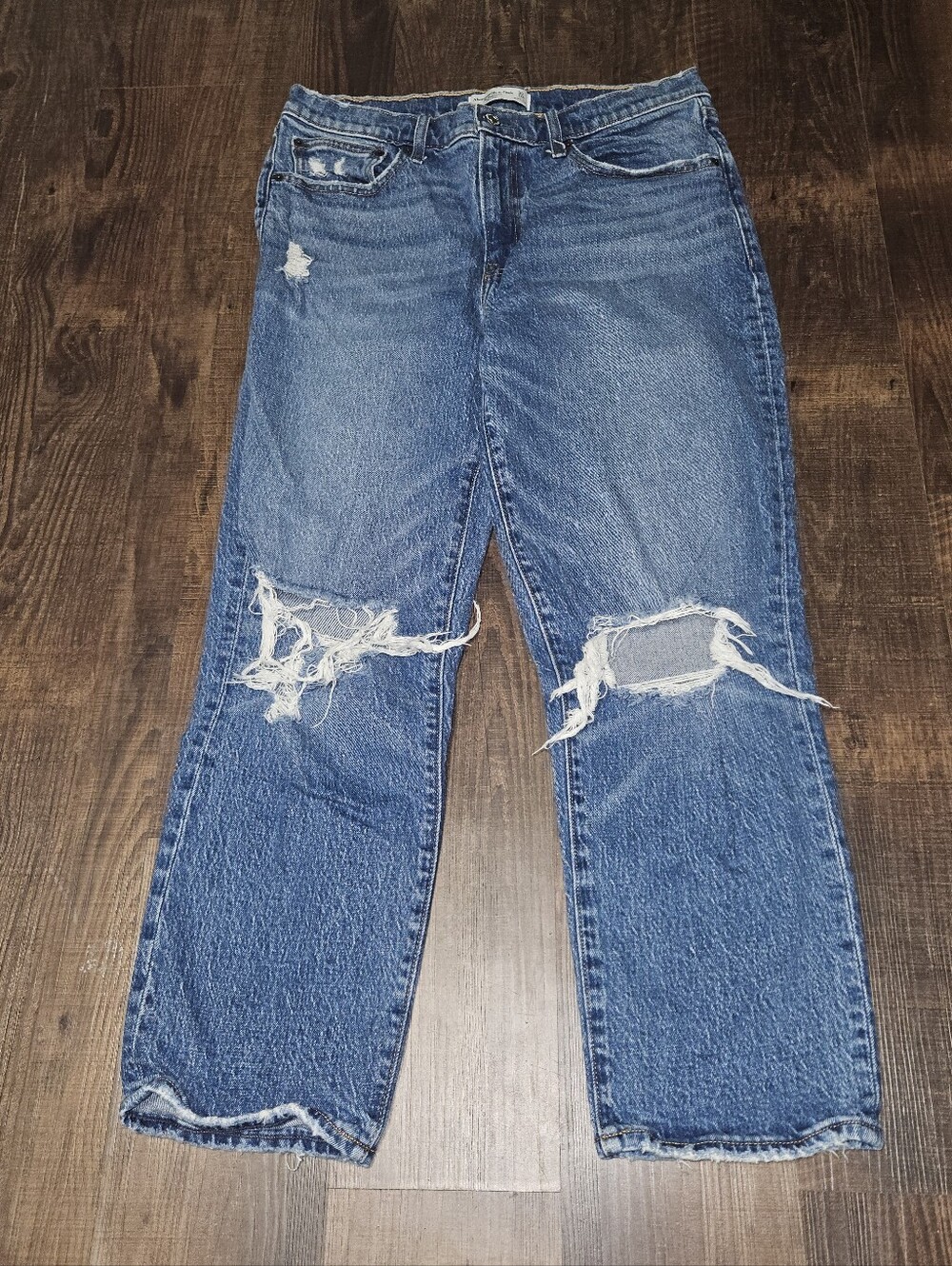 Abercrombie & Fitch The Boyfriend Mid Rise Distressed Jeans